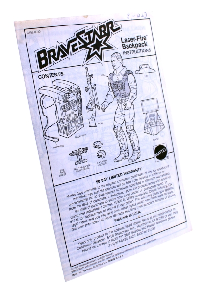 Bravestarr Instructions (Gebrauchsanleitung) "Laser-Fire Backpacks" von Mattel